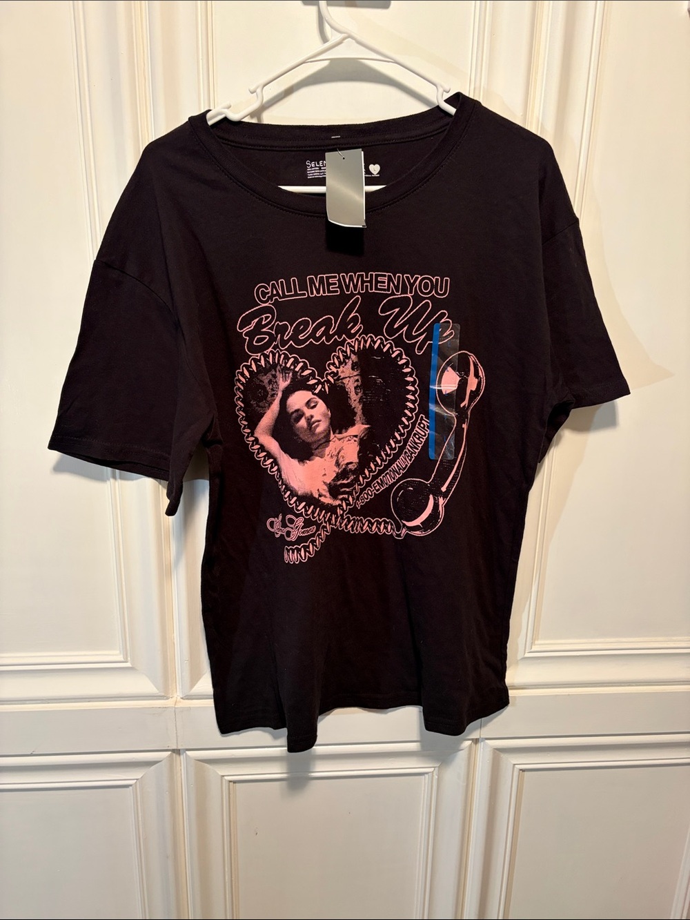 Selena Gomez Black Tee with Pink Graphic Heart Phone